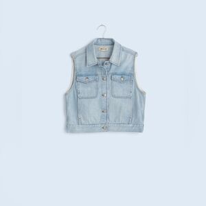 Madewell Women’s Denim Oversized Boxy Vest in Fitzgerald Wash NQ330 Size S NWT